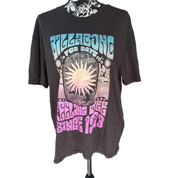 Billabong | You Are Invited Off-Black Colorful Sun Hippy Tomboy Tee | L | NWOT - Picture 4 of 12